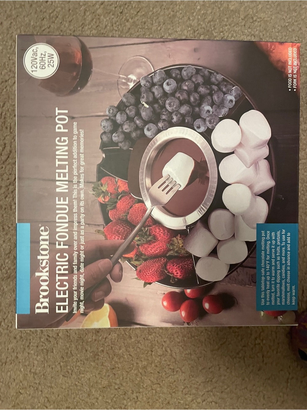 Brookstone Electric Fondue Melting Pot - Silver & Brown